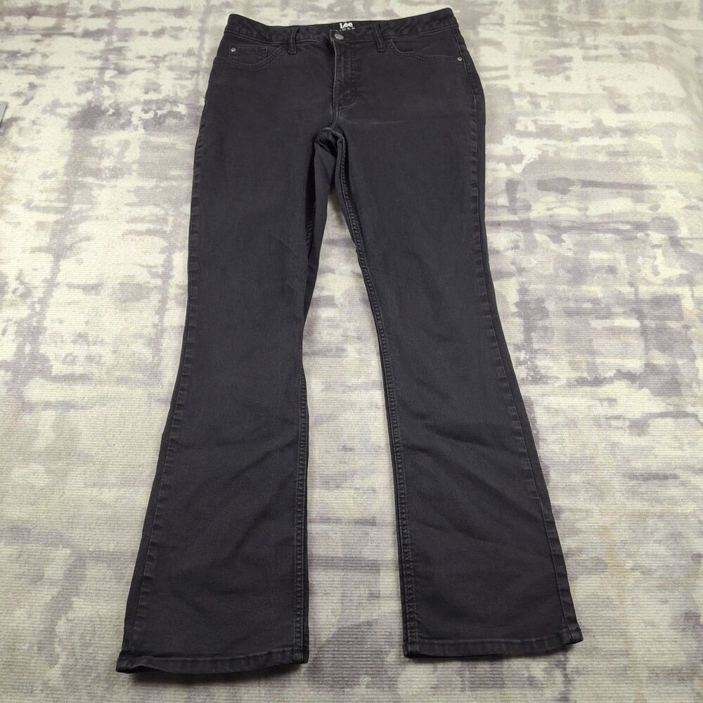 Lee Riders Jeans Womens 14 Black Denim Stretch Mid Rise Bootcut Straight Leg